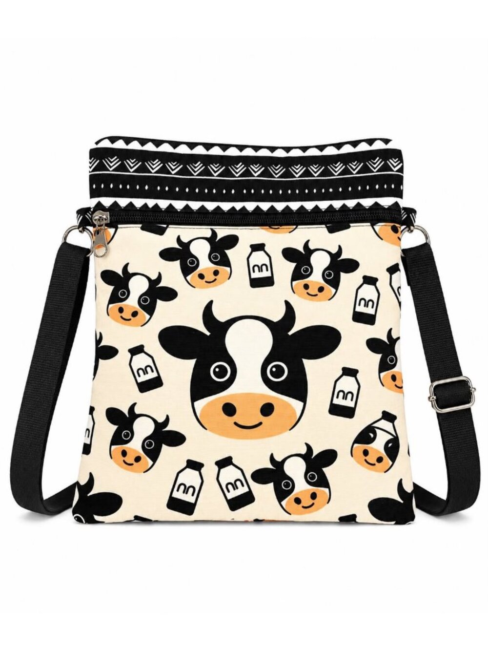 Cute Cow and Milk Crossbody Bag